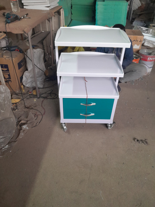 ست تخت معاینه پایه مبلی زیر سر متحرک با صندلی تابوره مدل زیمنس با فوم سرد درجه یک وتک پله
